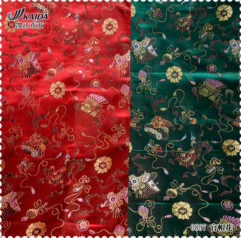 

Silk Brocade Jacquard Custom Silk Cheongsam Beautiful Quilt Fabrics 2 Color Flower Hat Costume