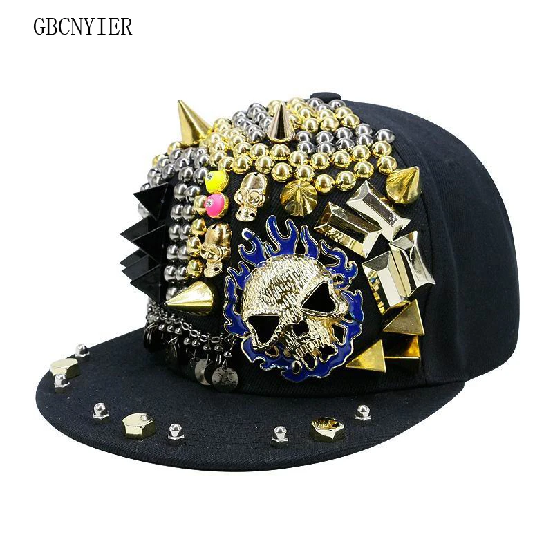 GBCNYIER Cool Man Fashion Leisure Baseball Cap Hip Hop Cool Sport Flat Brim Hat Skull Hiphop Cool Female Dance Show Cap