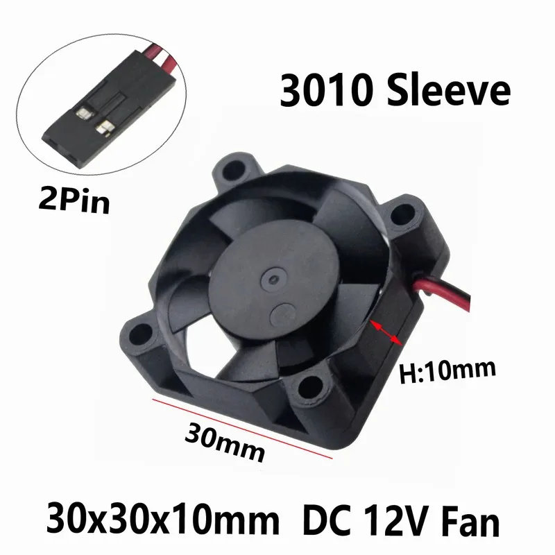 Gdstime 20 Pcs 30mm x 10mm Car Cooling Cooler 30x30x10mm Dupont 2Pin 2 wire DC 12v Plastic Brushless Mini Cooling Fan