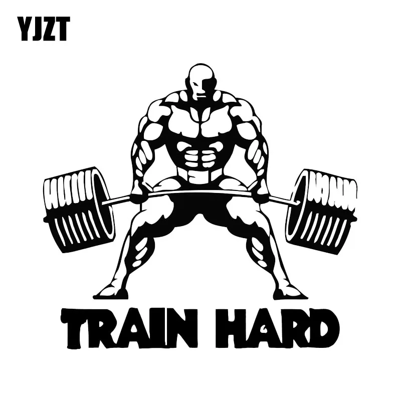 YJZT 15.6*14.2CM Interesting Fitness Train Hard Bodybuilder Decor Car Stickers Vinyl Graphic