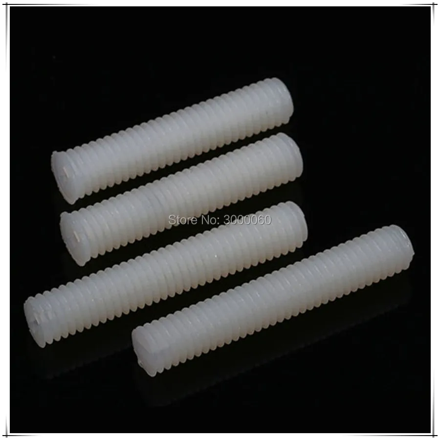 M4 M5 M6 M8 Headless White Plastic Nylon Grub Set Screws 200pcs/lot