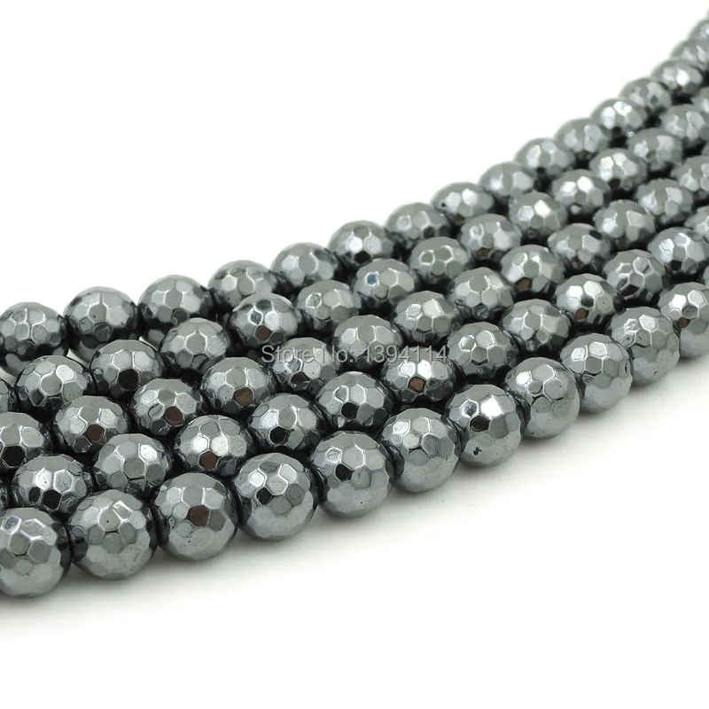 Natural Hematite Faceted Round Beads Strand For Making Bracelets Or Necklaces Jewelry Approx 16 Inches