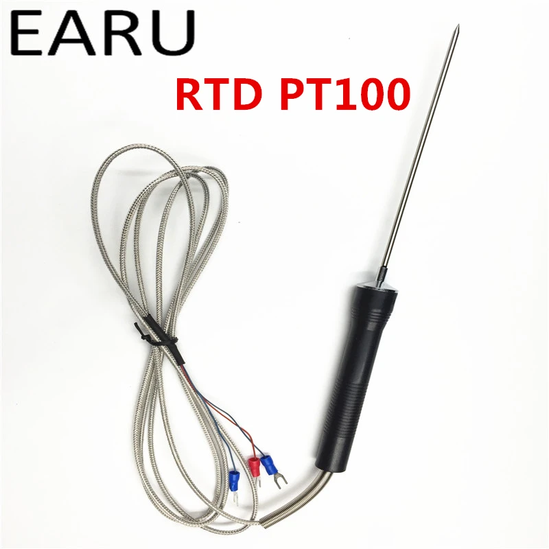 

RTD PT100 3mm Diameter Sharp Probe Temperature Sensor with Handle to Measure Meat Oven Thermocouple BBQ Barbecue Somker Kitchen