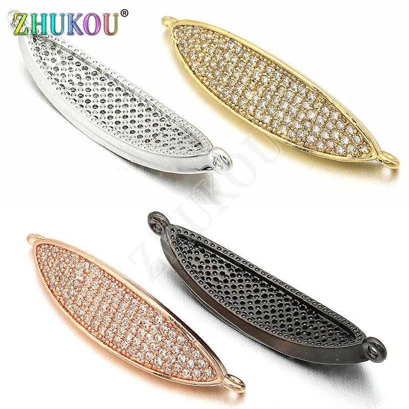 8*34mm Brass Cubic Zirconia Charms Connectors DIY Jewelry Findings Accessories, Mixed Color, Model:VS230