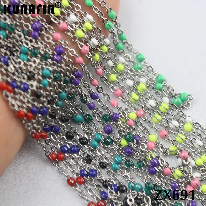 

17cm 18cm 52mm Steel color 1.5mm Cross chain with colors Environmental protection resin women fashion jewelry ZX691-ZSZ293