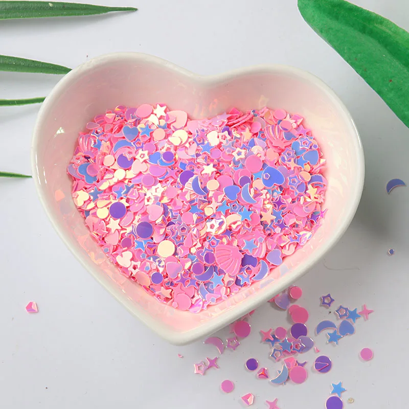 10 g/pacco più colori Star Heart Moon paillettes per Nail art, Glitter brillanti paillettes per unghie sciolte in PVC fai da te, decorazione di nozze