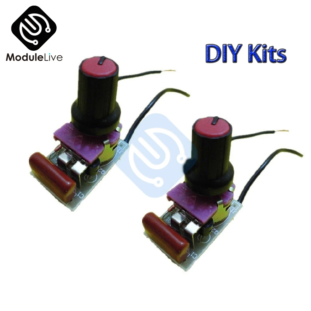 2PCS 100W Switch Speed Regulation Module Dimmer DIY Kit For Arduino Dimming Light Board AC Motor Switch Potentiometer MAC97A6