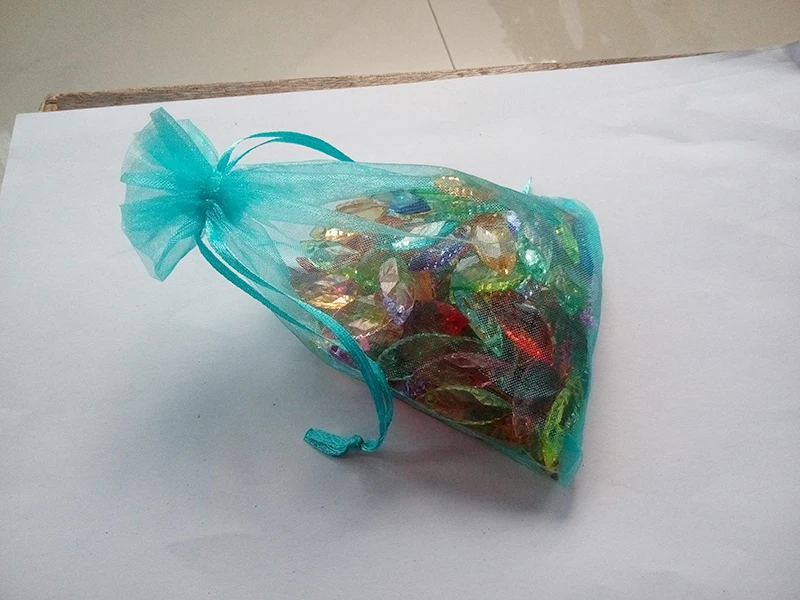 

1000pcs 9*12 Lake blue gift bags for jewelry/wedding/christmas/birthday Organza Bags with handles Packaging Yarn bag