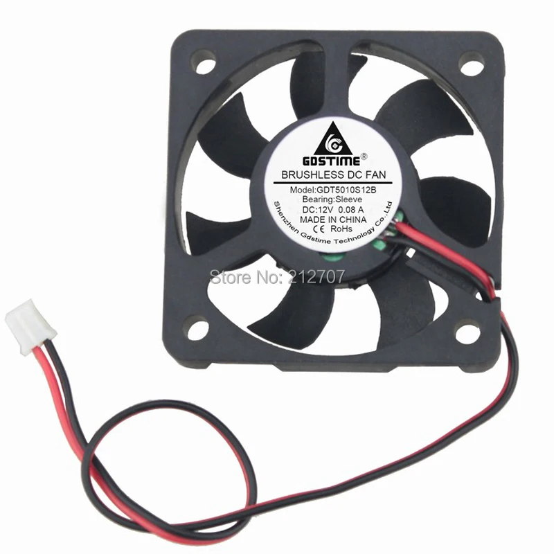 50pcs/set Gdstime 12V 2Pin 5cm 50x50x10 5010 50mm Mini DC Brushless Cooling Fan