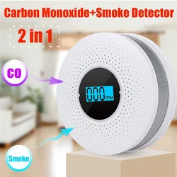 Nieuwste 2 In 1 Led Digitale Gas Rookmelder Co Koolmonoxide Detector Voice Waarschuw Sensor Home Security Bescherming Hoge gevoelige