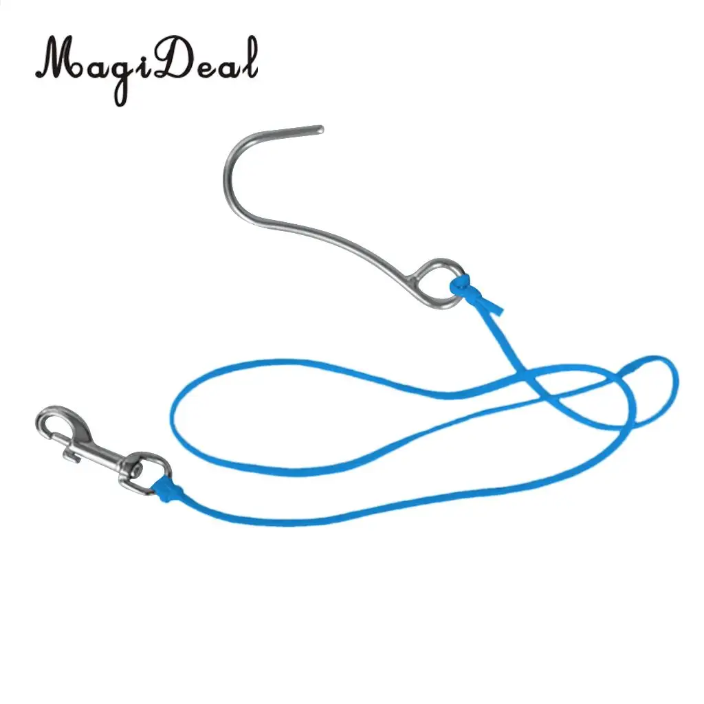 خطاف انحراف الشعاب المرجانية للغوص عالي الجودة MagiDeal بخط 47 بوصة ومشبك من الفولاذ المقاوم للصدأ لصيد الأسماك والمصورين تحت الماء Acc