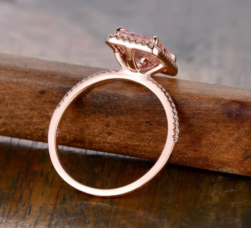 Drop Shipping Luxury Jewelry 925 Silver&Rose Gold Fill Princess Cut AAA Cubic Zirconia Office Party Wedding Band Ring for Women