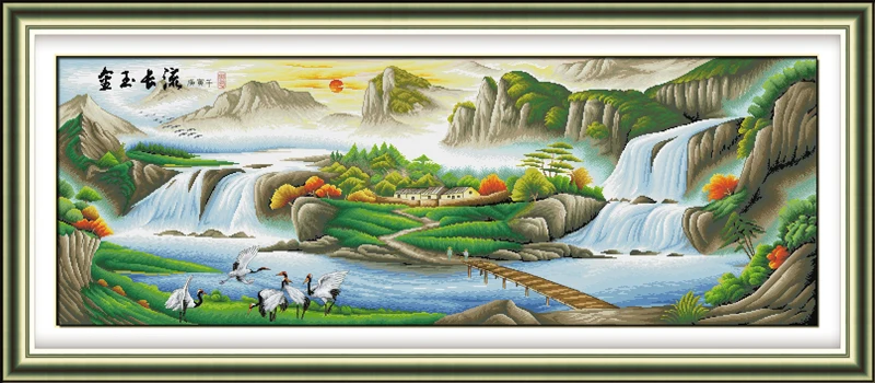 Big river cross stitch kit 14ct 11ct count printed canvas stitching embroidery DIY handmade needlework