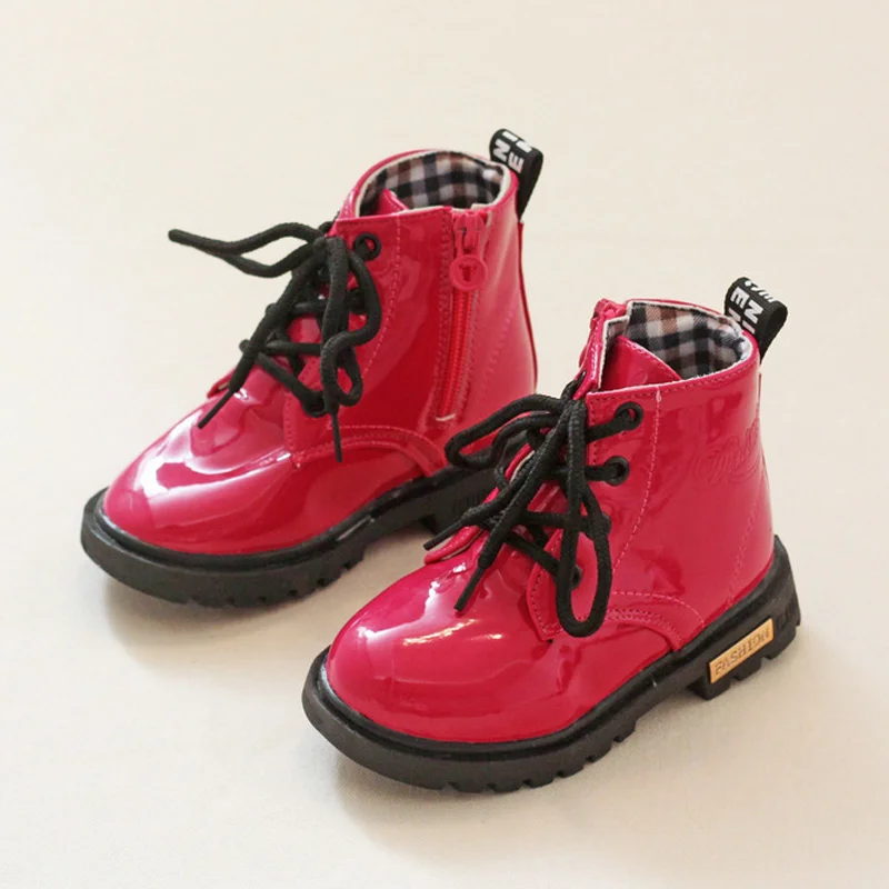 Botas de piel sintética para niño y niña, zapatos cálidos para la nieve, a la moda, para primavera y otoño