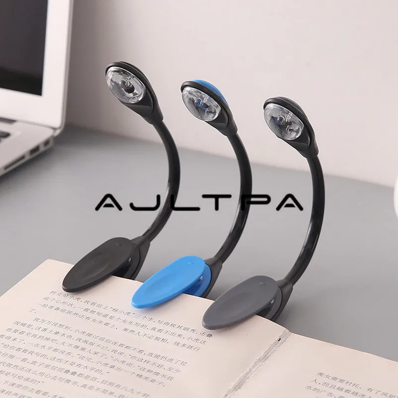 Mising Flexible Portable Mini Clip On Book light Desk Light Bright White LED Reading Lamp Travel Light Black/Blue/Grey ZJ0227