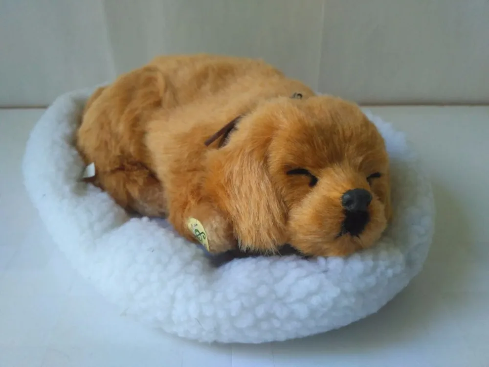 

simulation prone Golden Retriever dog 30x20cm model breathing dog with mat handicraft,home decoration d2840