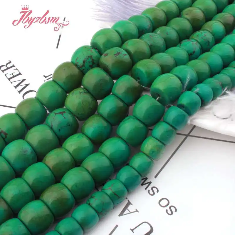 8x10,10x12,12x14,14x16mm Drum Green Turquoises Stone Loose Beads For DIY Necklace Bracelets Jewelry Making 15\