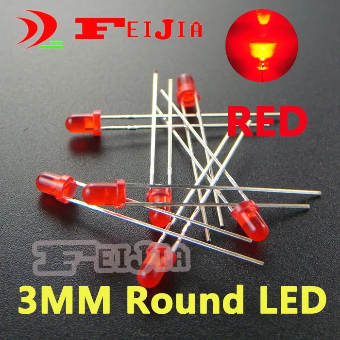 500 teile/los 3mm Rot Runde LED Diode Lndicator lichter Super helle [Rot] DC1.8-2.5V Freies Verschiffen