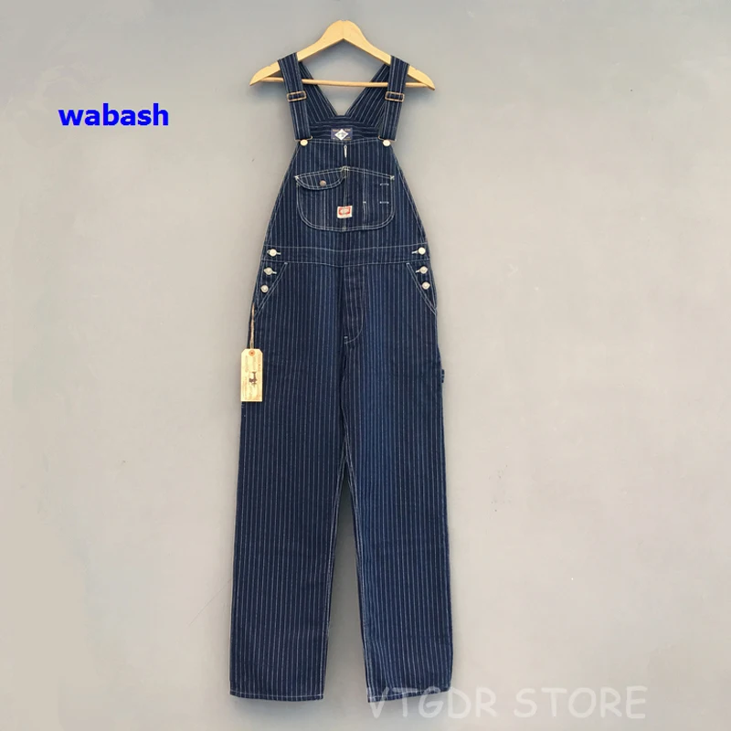 

Bob Dong 40s Three-In-One Wabash Striped Overalls Vintage High Back Denim Pants 40s Retro Trousers