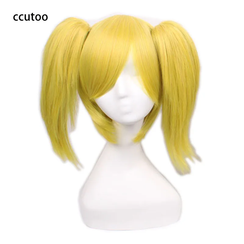 ccutoo 35cm Ranka Lee Green Short Straight Base Body Synthetic Hair Cosplay Wigs Chip Ponytails Heat Resistance Fiber