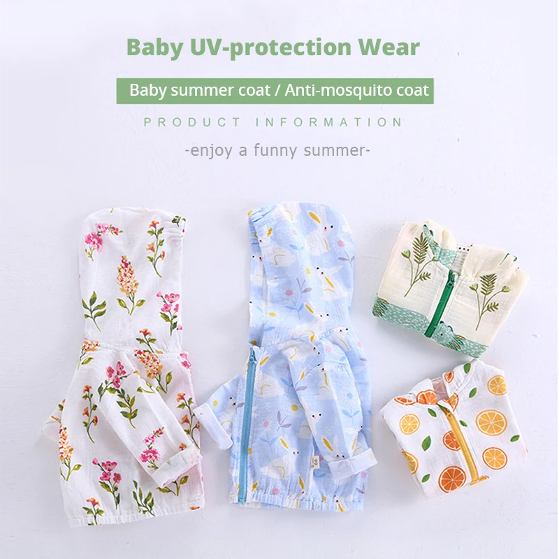 Fafami Baby Summer Coat Anti- mosquito Coat 0-3T Newborn Baby UV-Protection Out Wear Cotton Gauze new born Hooded Jacket Kids