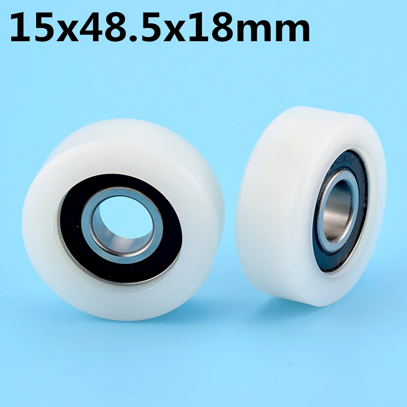 1 Pcs 15x48.5x18mm Roda De Plástico Com Rolamentos de Nylon Plana miniatura polia POM rolamento Rígido Durável silencioso