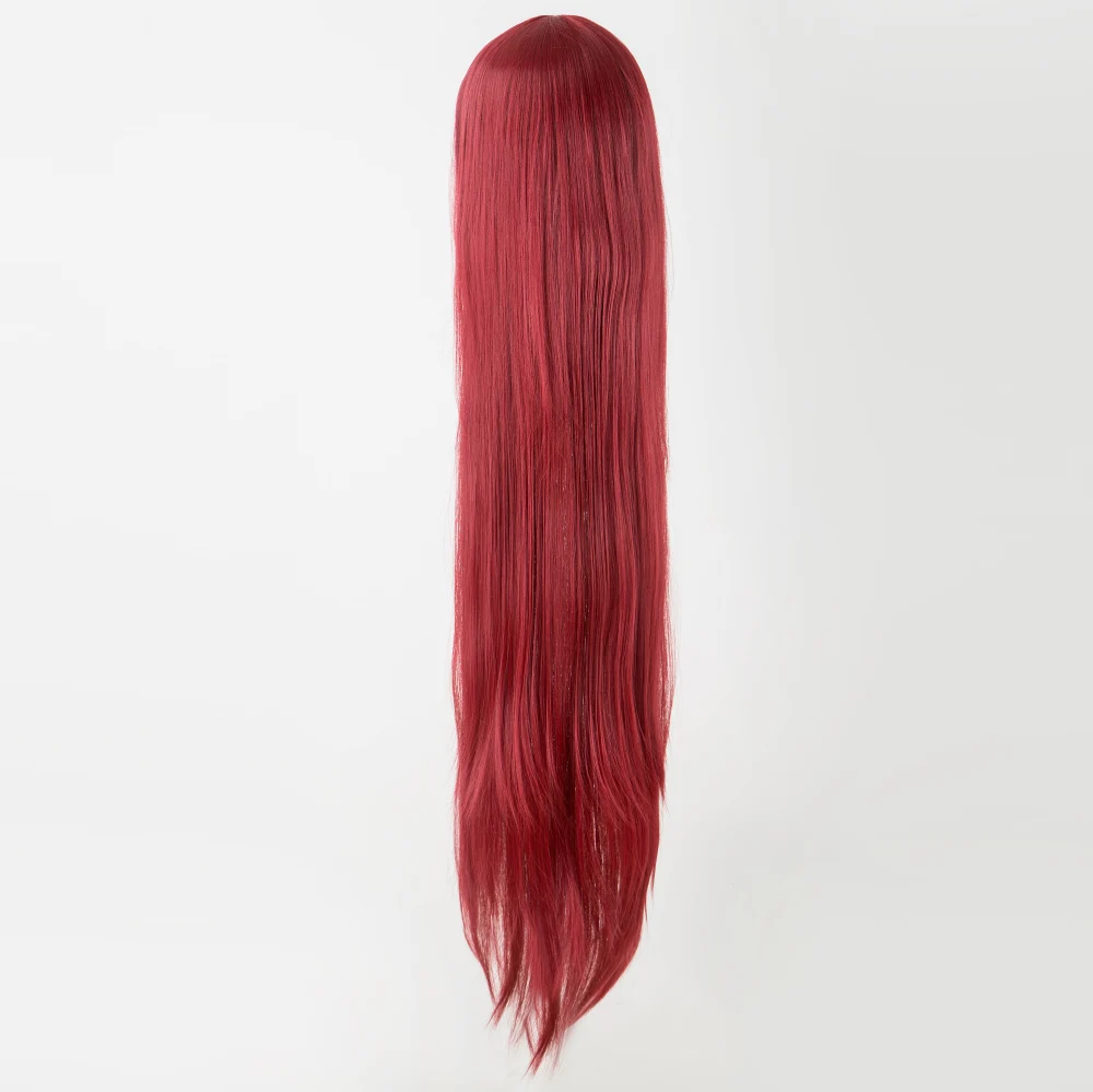 Straight Hair Fei-Show Synthetic Heat Resistant 40 Inches/100 CM Costume Cartoon Cosplay Long Burgundy Cover Face Bangs Wig