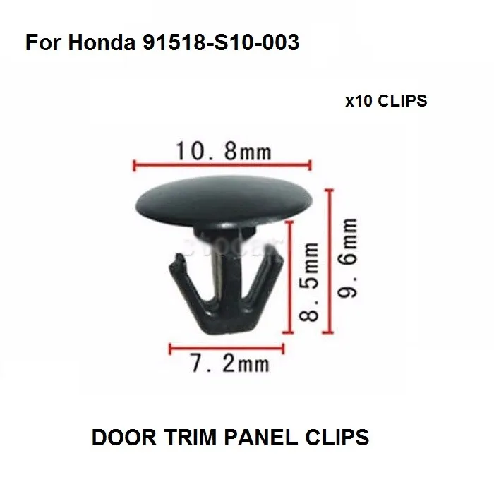 New x10pcs Nylon Fastener For Honda Hood Seal Retaining Clip (11x8x6mm) OE#91518-S10-003