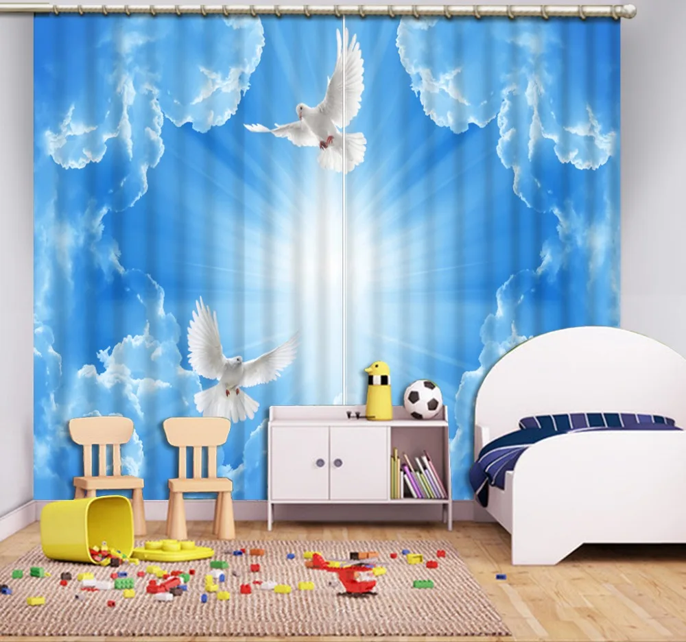 3D curtain Sunny white pigeon curtains for living room curtains for bedroom custom Any size window luxury curtains