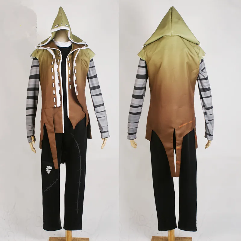 

Identity V Mercenary Assassin Cosplay Costume green Cloak with cap Striped long-sleeved Top black Pants Full Sets A