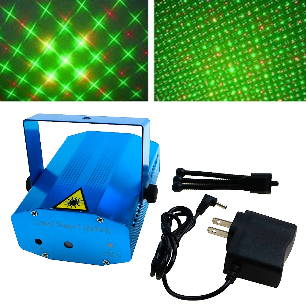 3pcs Club DJ Disco Light Projector Stage Laser Light Party Green Red Voice-activated Version with US /EU Plug 220v/110v