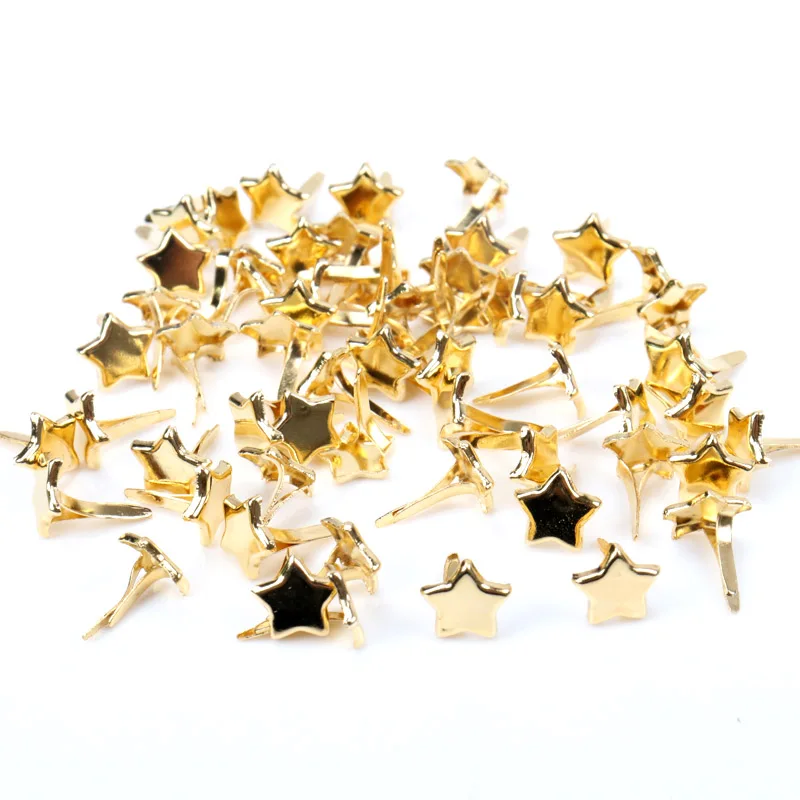 Gold Star Diy Brads Scrapbooking Embellishment Fastener Brad Metal Crafts For handmade Decoration 8mm 40PCs