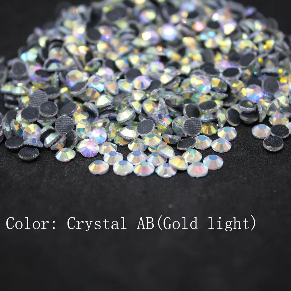 Crystal AB(gold) SS20-SS50 Machine Glass Material DMC Hotfix Rhinestones Flatback Glass For Clothing Decoration