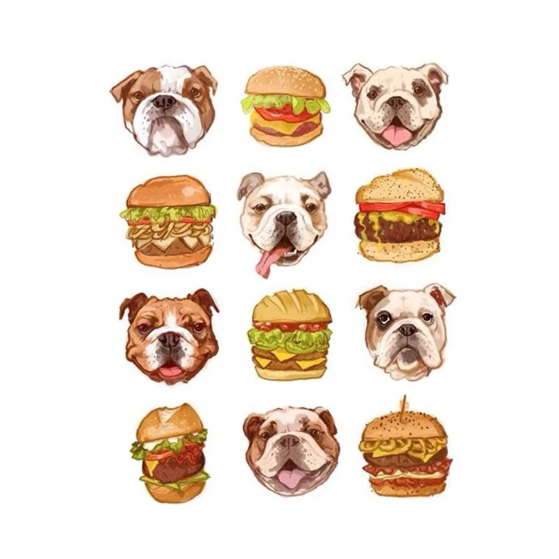 2 pcs/lot Hamburger Dog Decoration Uncut Daycare Teacher Handmade Aesthetic Stikers Scrapbook Cute Diary Planner Stickers