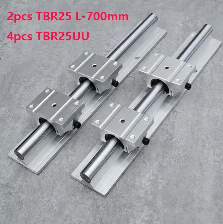 

2pcs TBR25 L-700mm support rail linear guide + 4pcs TBR25UU linear bearing blocks for CNC router parts