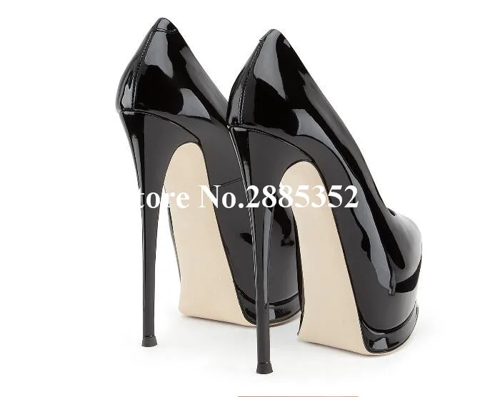 Sestito Sexy Patent Leather Shallow Cut Fish Mouth Platform Extremely High Heels Stiletto Pumps Office Lady Dress Shoes Women