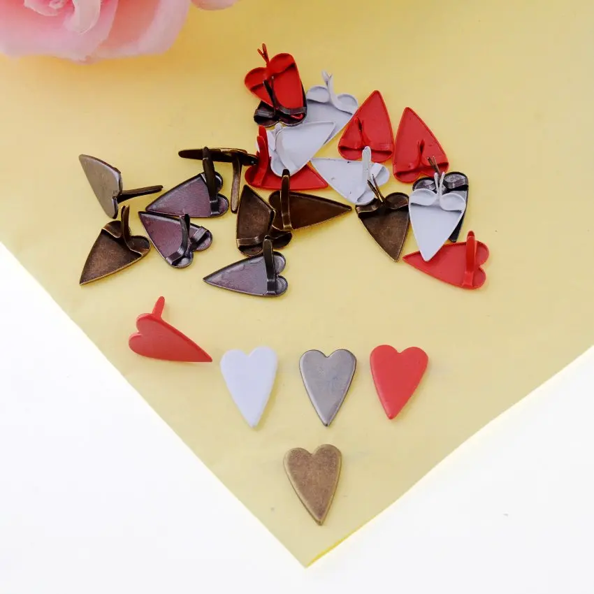 Free shipping 50PCs mixed Pastel Heart Brads Scrapbooking Embellishment Holiday Decoration & Gift 11X16mm F1280