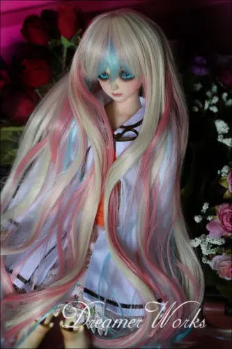 New 1/3 22-24cm / 1/4 18-18.5CM  SD PULLIP BJD Wig Color mixing Dreamlike Wave Curl Long Wig