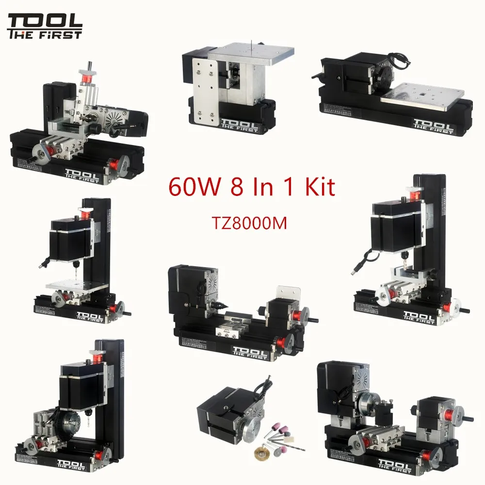 Thefirsttool TZ8000M Mini Metal 8 in 1 Machine Kit with 12000rmp Big Power 60W Motor DIY Tools Children\'s Education Gift