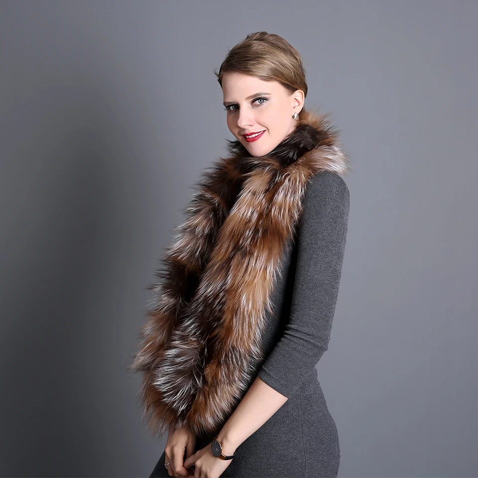 New 2018 New Real Fox Fur knited Scarves Ring Winter Collar luxury Thick Warm Top Quality Shawl Natural Furneckerchief SN03