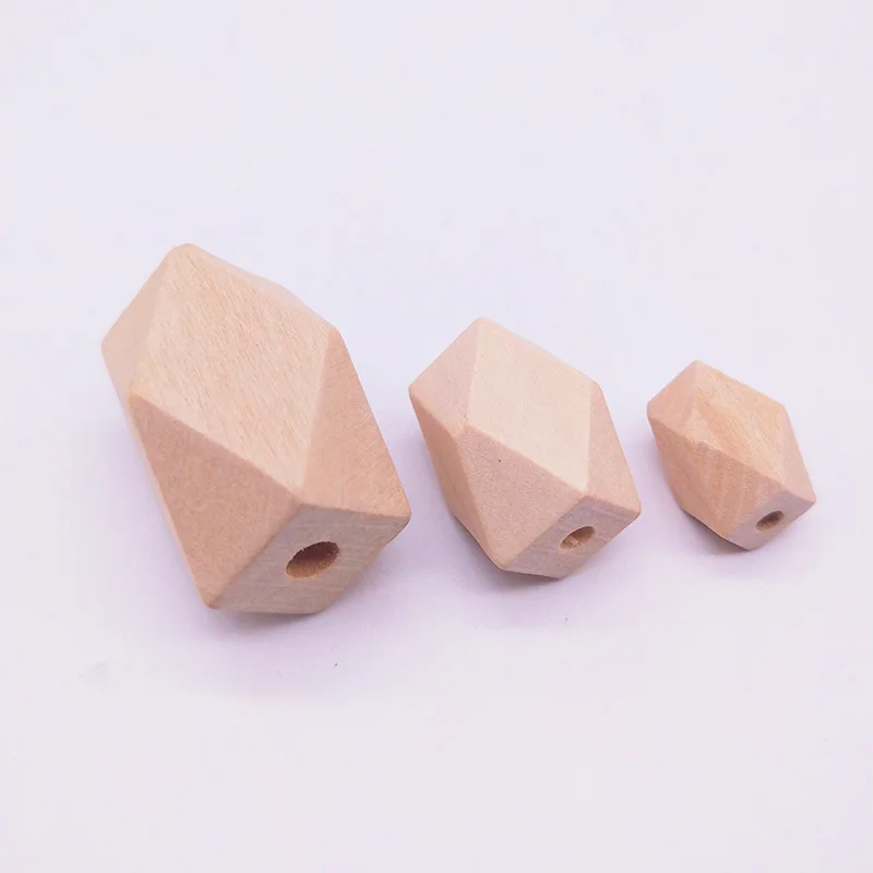 DIY Wooden Beads Long Octagon Geometric Irregular Square Polygon Wooden Loose Spacer Beads Natural Color Eco-friendly Wood Beads