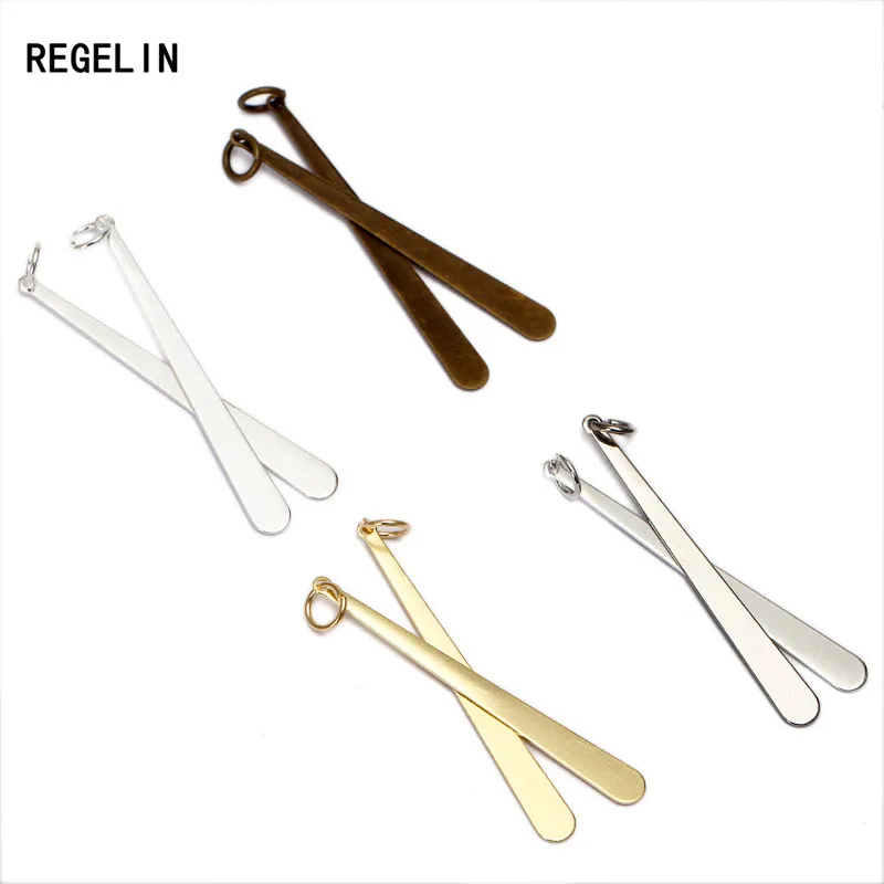 

REGELIN Fashion Earrings Copper Charm 4 Colors Plated Water Drop Pendant Connectors For Jewelry Making 20pcs/lot 38*4mm