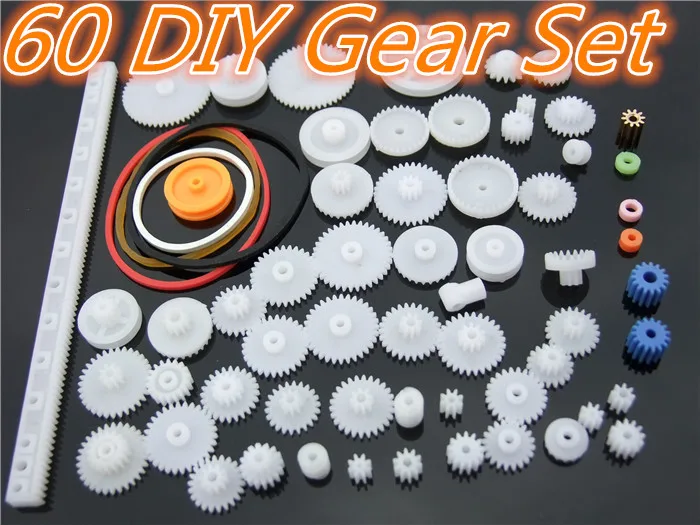 

60pcs/lot K012b Plastic Gear Set DIY Rack Pulley Belt Worm Single Double Gears Sell At A Loss USA Belarus Ukraine