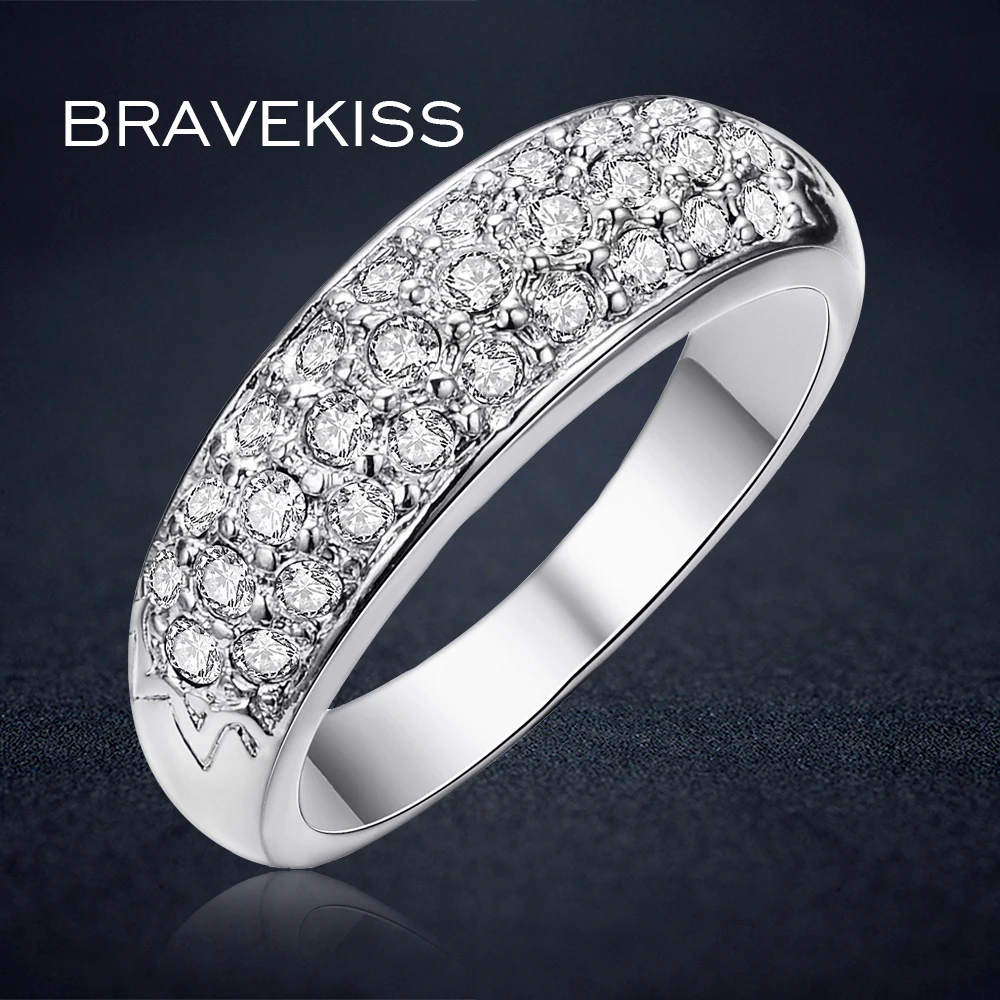 

BRAVEKISS austrian crystal rhinestone ring band for women wedding bands engagement eternity rings jewelry ringen bijoux BJR0084