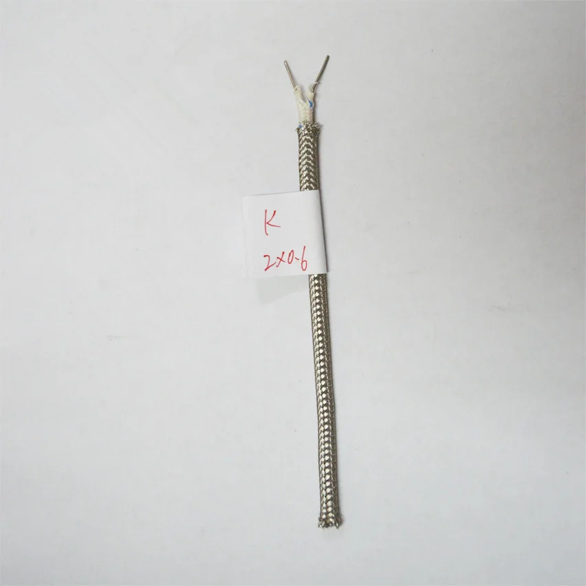 Free Ship 10M K Type Temperature Sensor 2*0.6mm THERMO-COUPLE WIRE Metal Net Stainless Steel Wire Sheilding Thermocouple Wires