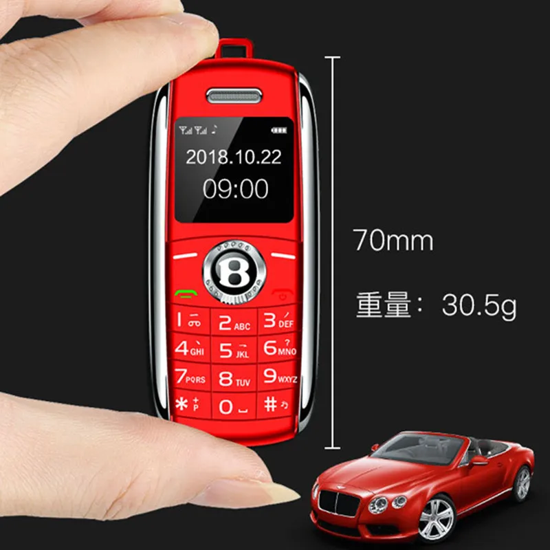 Portable mini bluetooth call dual Card MP3 mobile phone  with speaker recording straight player car keychain play music dialer