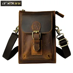 Bandolera de piel para hombre, bolso de hombro de diseño Vintage, informal, Original, multifunción, a la moda, para la cintura, para teléfono, verano, 6402