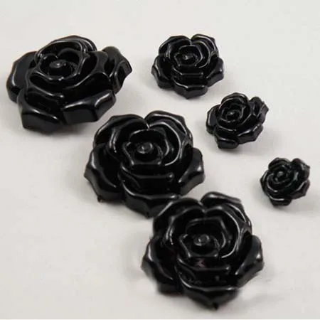 8pcs/lot Size:15-38mm Fashion Black Rose Button Sweater Buttons for Sewing Garment Accessories (ss-1412)