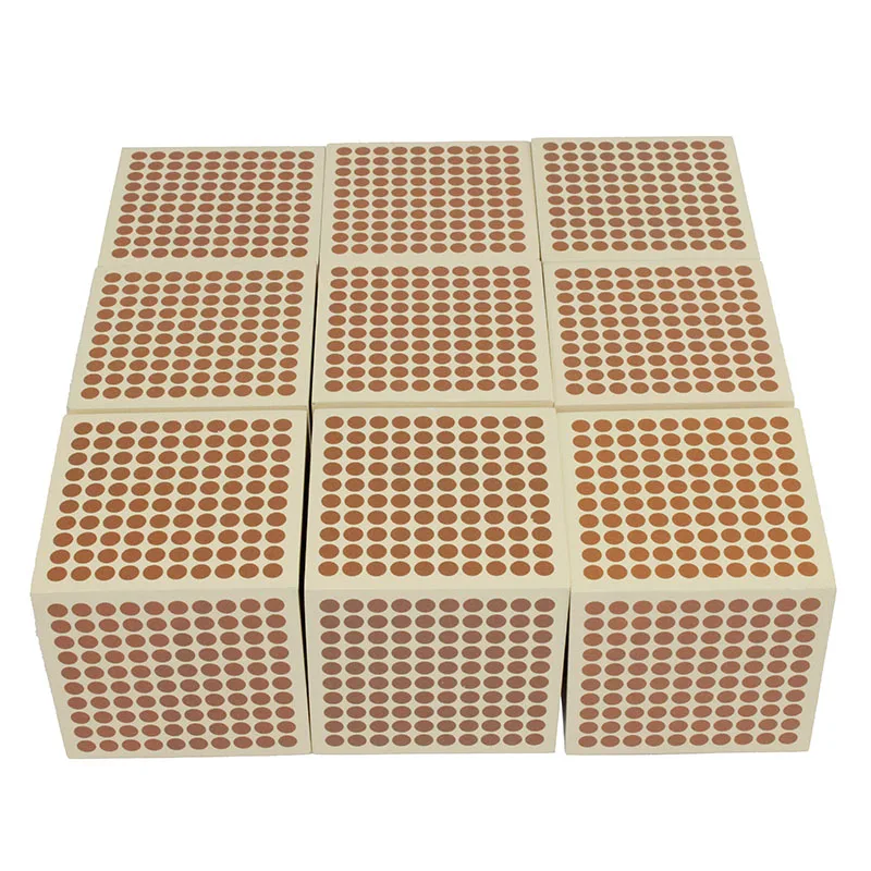 Montessori Education Material For Children Kids Toys 9 Wooden Thousand Cubes