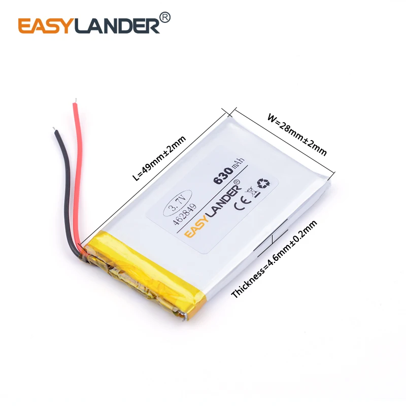 

3pcs /Lot 3.7v 462849 630mAh lithium Li ion polymer rechargeable battery For Bluetooth Headset 3D glasses Smart watch